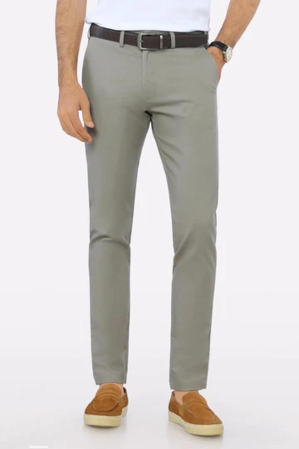 Silver Grey Cotton Chinos Pant