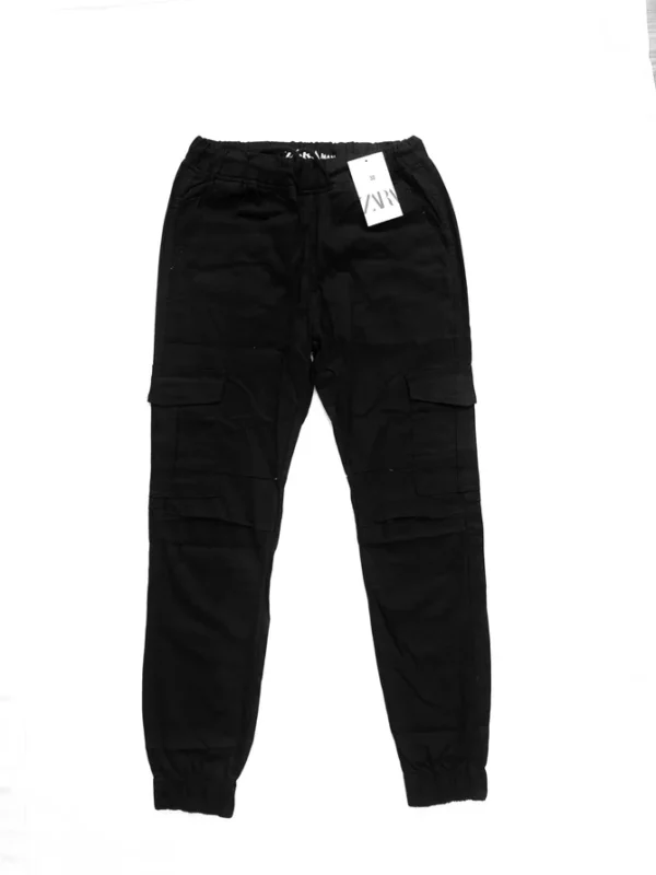 Black 6-Pocket Cotton Cargo Trouser