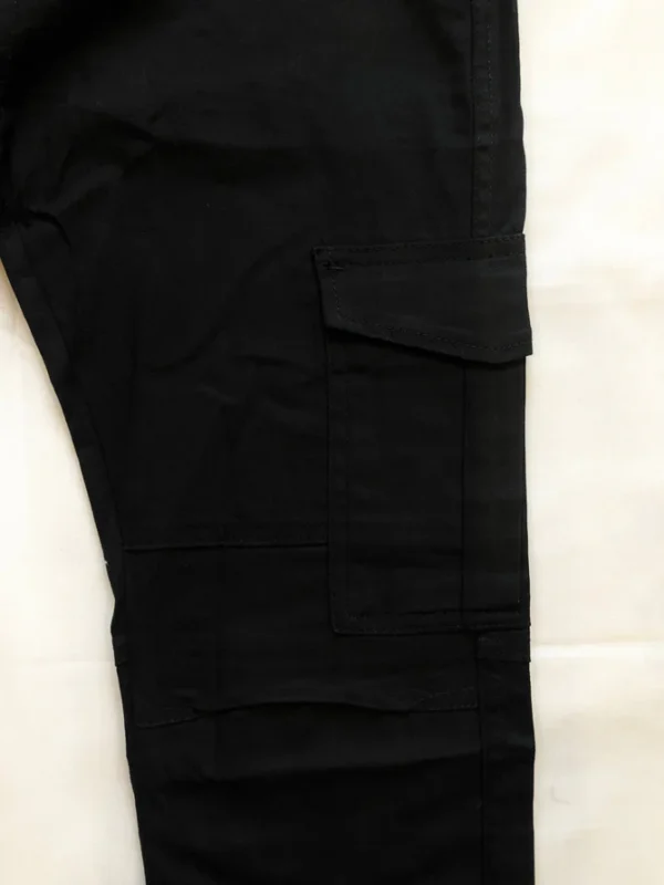 Black 6-Pocket Cotton Cargo Trouser